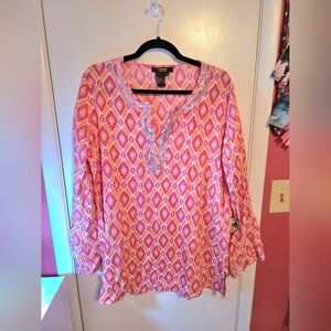 Twiggy London Women's Abstract Print Blouse Size XL